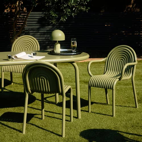 Fauteuil empilable Groove métal vert - Tom Dixon - Vert mousse - Aluminium