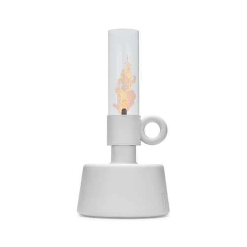Lampe à huile d\'extérieur Flamtastique / Ø 58 x H 115 cm - Fatboy - Blanc os - Métal, Polyéthylène recyclé, Verre
