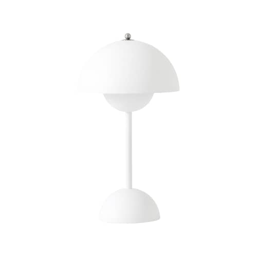 Lampe sans fil rechargeable Flowerpot VP9 / Ø 16 x H 29 cm - Verner Panton, 1968 - &tradition - Blanc mat - Polycarbonate