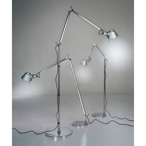 Lampadaire Tolomeo métal / H 167 cm - Orientable - Artemide - Aluminium - Aluminium anodisé, Aluminium poli