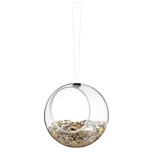 Set de 2 mangeoires à oiseaux design verre / Ø 12,3 cm - Eva Trio - Transparent - Acier inoxydable 18/10, Silicone, Verre soufflé bouche borosilicaté