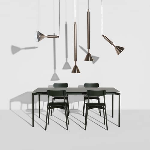 Pyl Pendant metal / Ø 21.6 x H 54 cm - Steerable - Petite Friture - Polished steel - Polished steel, Pressed glass