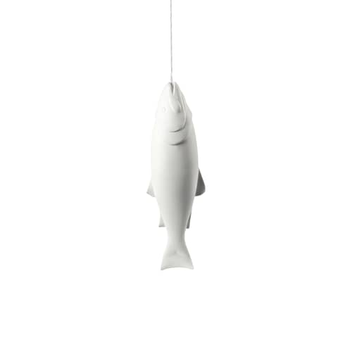 Pendelleuchte Mykiss Fish keramik weiß / H 57 cm - POLSPOTTEN - Weiß mattiert - Porzellan