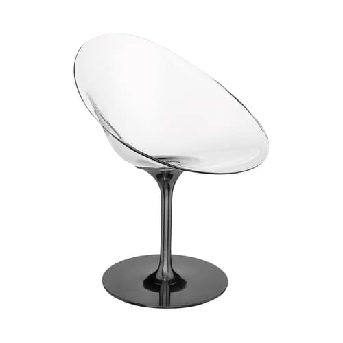 Poltrona girevole Ero/S/ materiale plastico trasparente / Edizione del 25° anniversario - Kartell - Trasparente / Piede in titano brillante - Alluminio pressofuso, Policarbonato trasparente