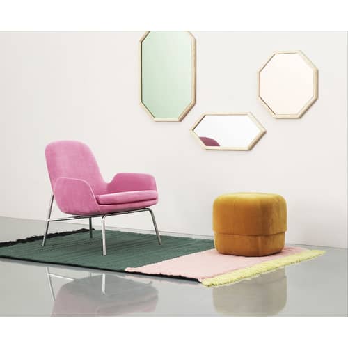 Pouf Circus Small tissu jaune / Ø 46 cm - Velours - Normann Copenhagen - Jaune moutarde - Bois, Mousse, Velours