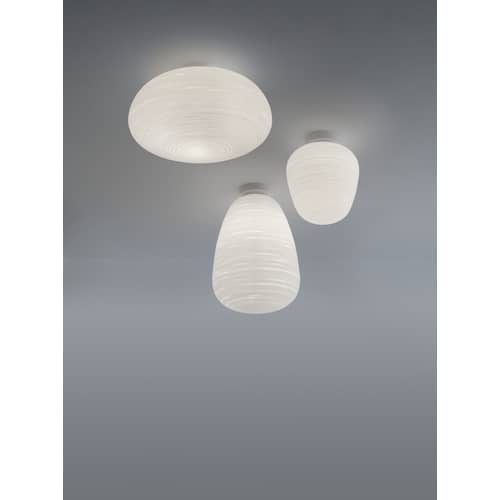 Rituals 2 Ceiling light glass white Ø 34 x H 21 cm - Foscarini - White - Lacquered metal, Mouth blown glass