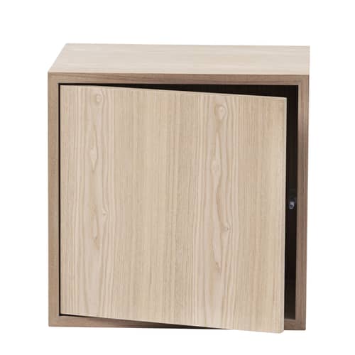 Scaffale Stacked legno naturale / Medium quadrata 43x43 cm / Con anta - Muuto - Rovere - MDF impiallacciato rovere