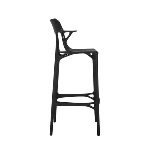 Sgabello alto A.I materiale plastico nero / 75 cm - Concepito da una intelligenza artificiale - Riciclato - Kartell - Nero - Tecnopolimero termoplastico riciclato