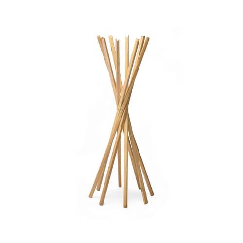 Sciangai Standing coat rack natural wood / Wood - Folding - Zanotta - English oak - Stained solid ash