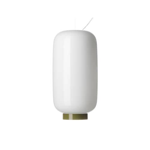 Suspension Chouchin  Reverse n°2 verre blanc vert / Ø 22 cm x H 43 cm - Foscarini - Blanc / Bande verte - Verre soufflé bouche laqué
