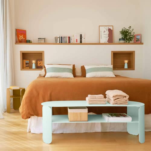 Console basse Bebop métal bleu / 120 x 40 x H 42 cm - Fermob - Bleu Maya - Acier, Aluminium