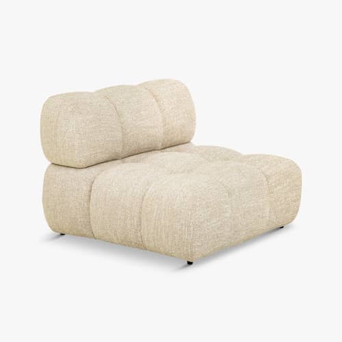 Poltrona imbottita Waffle tessuto beige / Divano modulabile - NV GALLERY - Tweed Beige - Schiuma ad alta densità, Tessuto
