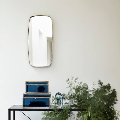 Wandspiegel Retro Rectangular metall gold / 29 x 59 cm - HÜBSCH - Messing - Eisen, Glas