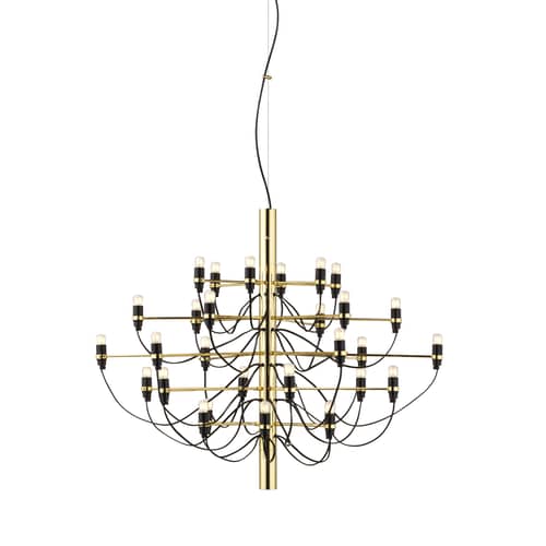 Sospensione 2097 oro metallo / 30 lampadine smerigliate INCLUSE - Ø 88 cm - Flos - Ottone - Ferro