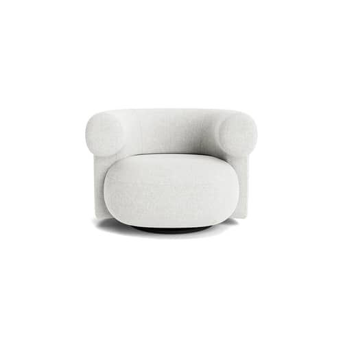 Fauteuil pivotant Burra - Normann Copenhagen - Gris (tissu Hallingdal 110) - Acier, Mousse PU, Tissu Kvadrat