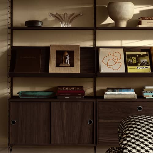 Caisson / 2 tiroirs - L 78 x P 30 x H 42 cm - String Furniture - Chêne foncé - Aggloméré plaqué chêne
