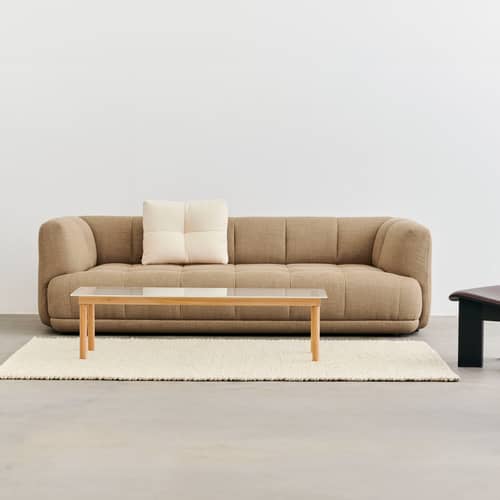 Canapé droit Quilton tissu gris / 3 places - L 248 cm / Matelassé - Hay - Gris (tissu Hallingdal 130) -  Ouate, Bois, Mousse PU, Tissu