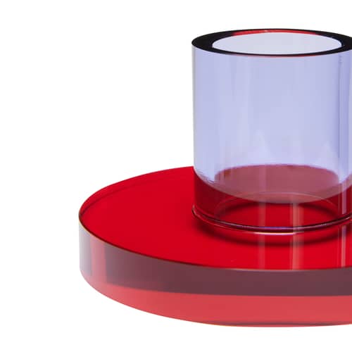 Astra Small Candle stick glass red - HÜBSCH - Red / Purple - Cristal