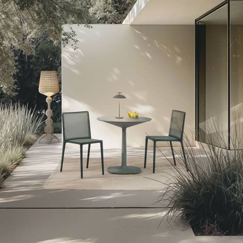 Chaise empilable Belvedere Tech / OUTDOOR - Tressage technopolymère - Kartell - Noir / Tressage noir - Technopolymère, Technopolymère thermoplastique recyclé