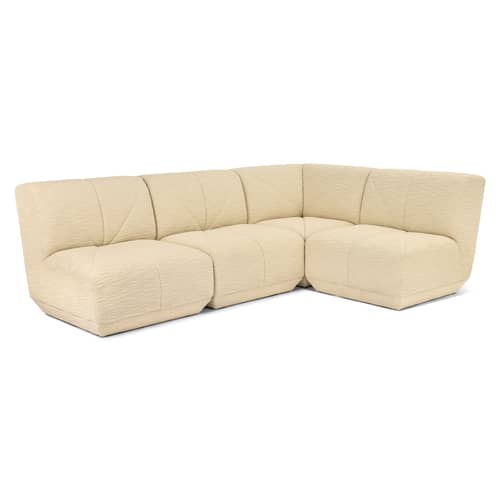 Poltroncina Chill tessuto beige / Tessuto a ricciolo - SARAH LAVOINE - Ecru (Tessuto a ricciolo) - Espanso, Legno, Tessuto a ricciolo
