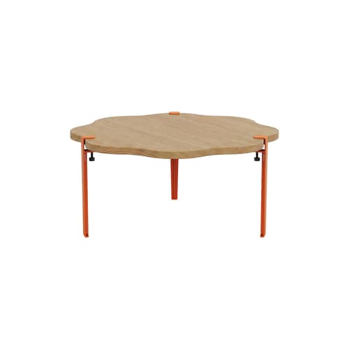 Couchtisch Vague by Uchronia holz natur / Ø 80 x H 43 cm – massive Eiche - TIPTOE - Orange / Eiche - Ökozertifizierte Massiveiche, thermolackierter Stahl
