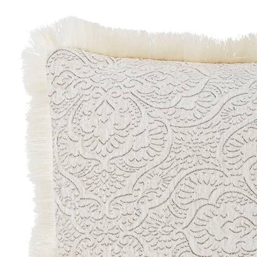 Coussin Cabrie tissu blanc / Brodé - 50 x 50 cm - Bloomingville - Blanc - Polyester