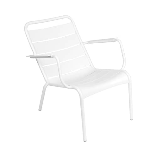 Fauteuil bas Luxembourg métal blanc / Dossier incliné - Fermob - Blanc - Aluminium laqué