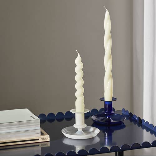 Kerzenleuchter Flare Small glas blau / H 7,5 cm - Glas - Hay - Dunkelblau - Borosilikatglas
