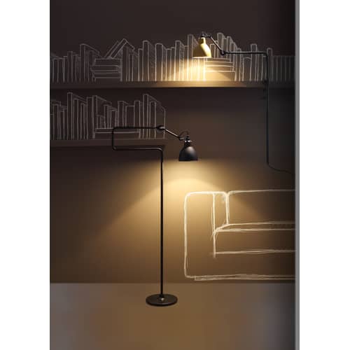 Lampadaire N°411 métal bleu / Orientable - H 138 cm / Lampe Gras - DCW éditions - Abat-jour bleu / Structure noire - Acier