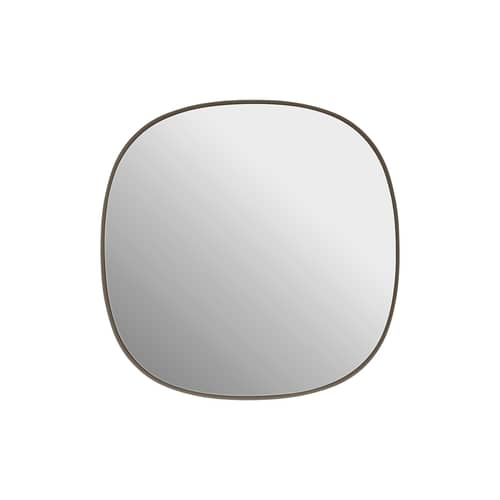 Miroir mural Framed XS métal beige / 40 x 40 cm - Muuto - Taupe - Acier thermolaqué, Verre