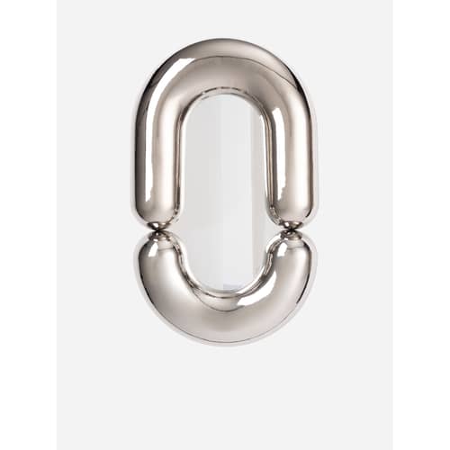 Miroir mural Zodiac Bumper Medium céramique argent métal /  L 55 x H 90 cm - Jean-Baptiste Fastrez, 2020 - Moustache - Argent - Céramique, Verre