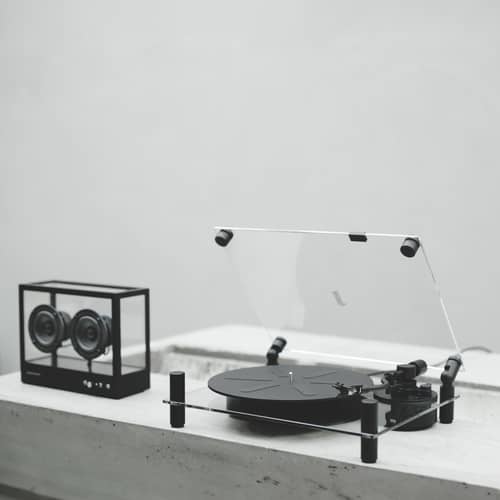 Platine vinyle Turntable verre noir / Bluetooth 5.0 - Transparent Speaker - Noir / Transparent - Aluminium, Verre trempé