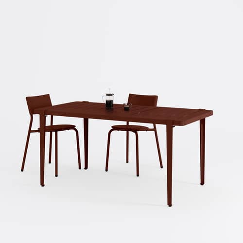 Midi Rectangular table metal red / 160 x 80 cm - 6 persons - TIPTOE - Red Brick - Powder coated steel