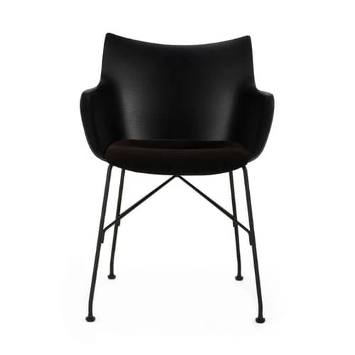 Sessel Q/Wood SOFT holz schwarz / Geformtes Holz & Stoff-Sitzfläche - Kartell - Schwarz / Beine schwarz - , bemalter Stahl, Gewebe, Thermoplast