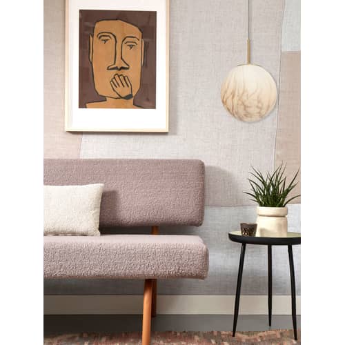 Suspension Carrara verre blanc or / Ø 28 cm - Verre effet marbre / Seconde vie - It\'s about Romi - Blanc effet marbre / Or - Métal, Verre
