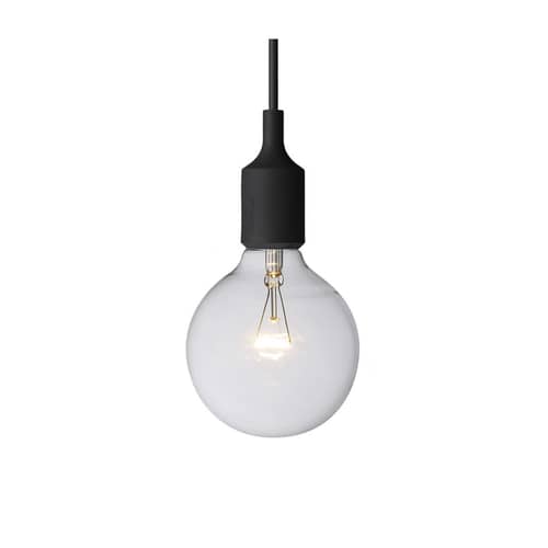 Suspension E27 plastique noir / Silicone - Ampoule incluse - Muuto - Noir - Silicone