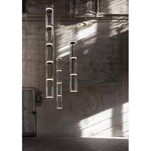 Suspension Noctambule Cône n°2 verre transparent / LED - Ø 36 x H 127 cm - Flos - H 127 cm / Transparent - Acier, Fonte d\'aluminium, Verre soufflé