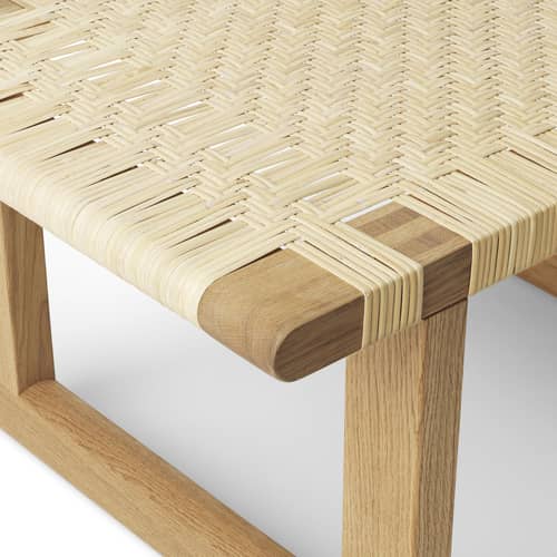 Banquette Table Bench / Table basse - 69 x 46 cm / Børge Mogensen, 1958 - CARL HANSEN & SON - 69 x 46 cm / Chêne & rotin naturel - Chêne massif huilé, Rotin naturel