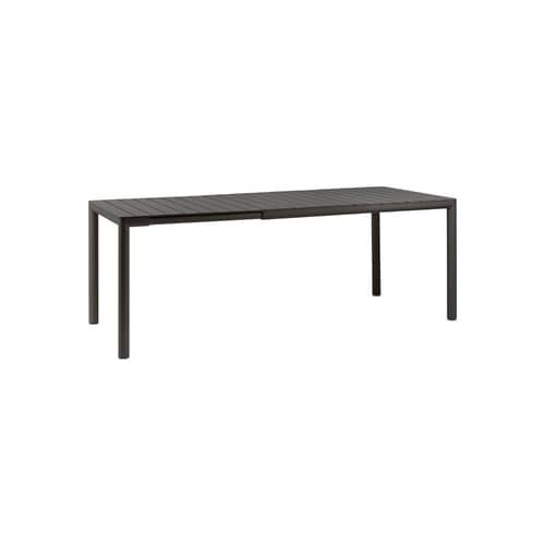 Ausziehtisch Tevere corian schwarz / 147-211 x 90 cm - NARDI - Dunkelgrau - Glasfaserverstärktes Harz, klarlackbeschichtetes Aluminium