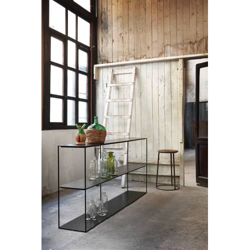 Bibliothèque Slim Irony métal noir / L 180 x H 82 cm - Métal - Zeus - Noir cuivré - Acier
