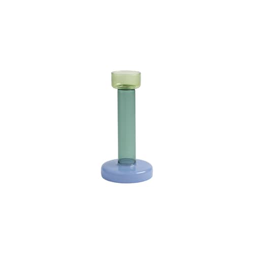 Bole Medium Candle stick glass green / Ø 11 x H 21 cm - & klevering - Green / Blue - Borosilicated glass