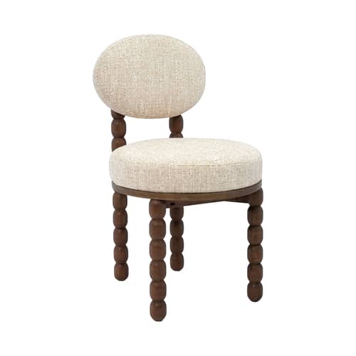 Chaise rembourrée Bold tissu beige - NV GALLERY - Beige / Bois foncé - Chêne massif teinté, Mousse haute densité, Tissu Tweed