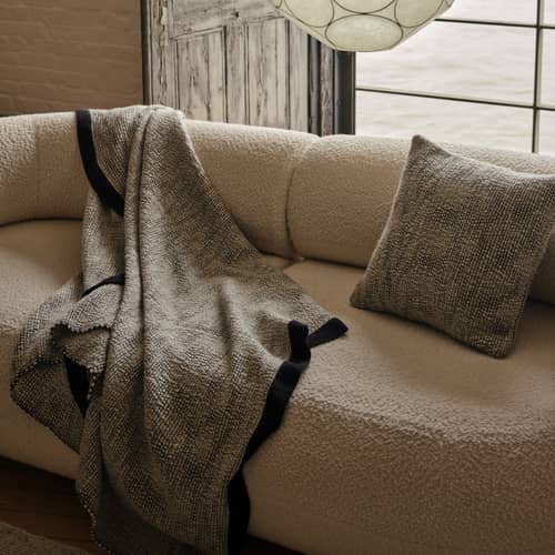 Coussin Thread noir / 50 x 50 cm - Tissé main - Tom Dixon - Noir & blanc - Coton, Laine