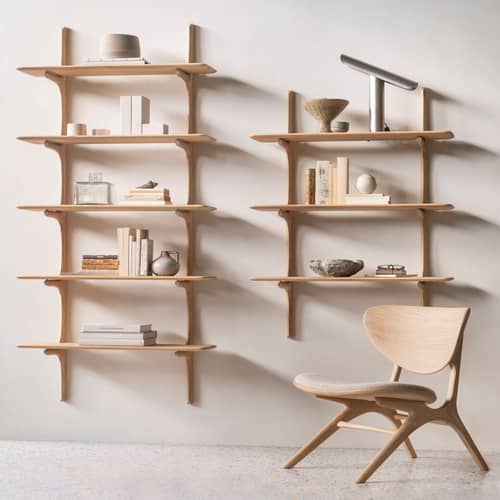 Étagère PI bois naturel / 5 étagères - Chêne massif / L 100 x H 196 cm - Ethnicraft - Chêne huilé - Chêne massif huilé