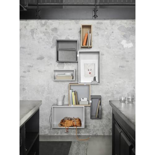 Etagère Stacked / Medium carré 43x43 cm / Avec fond - Muuto - Gris - MDF peint