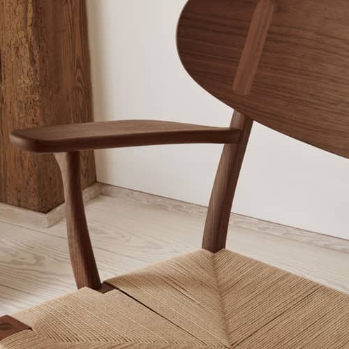 Fauteuil lounge CH22 / Hans J. Wegner, 1950 - Corde de papier - CARL HANSEN & SON - Noyer huilé / Corde naturelle - Contreplaqué de noyer huilé, Corde en papier, Noyer massif huilé