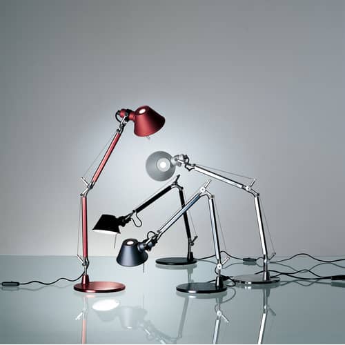 Lampe de bureau Tolomeo Micro métal rouge / 1987 - Artemide - Rouge - Acier, Aluminium