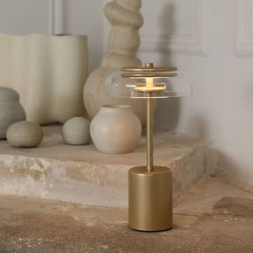 Lampe extérieur sans fil rechargeable Blossi LED / H 26 cm - NUURA - Laiton / Transparent - Acrylique, Métal