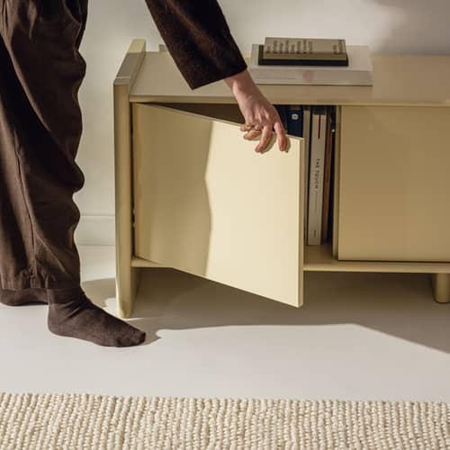 Mobile TV Rali legno giallo / L 160 x H 58 cm - NOO.MA - Giallo burro - MDF