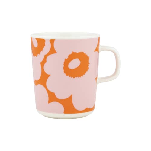 Mug Unikko céramique rose / 25 cl - Marimekko - Unikko / Rose, orange - Grès